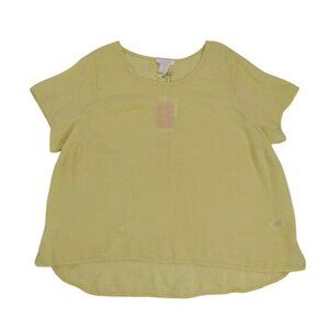 Women's yellow short-sleeved round-neck blouse by Only Necessities. Size 2X.